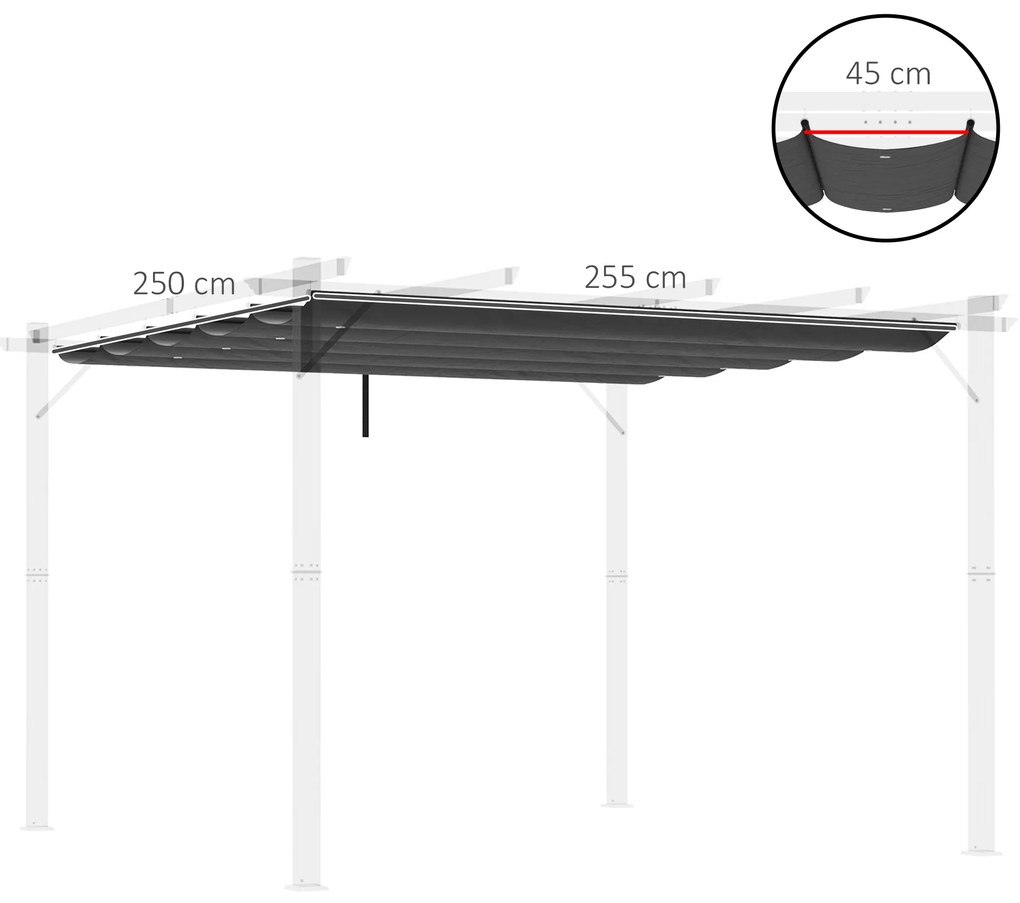 Outsunny Copertina retractabila pentru pergola, Copertina de rezerva din material textil pentru pergola de 3 x 3 (m), gri inchis | AOSOM RO