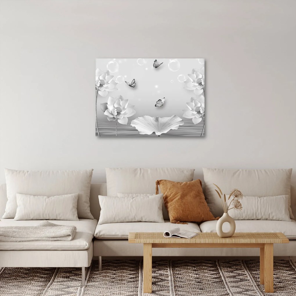 Tablou - Design flori și fluturi (70x50 cm)