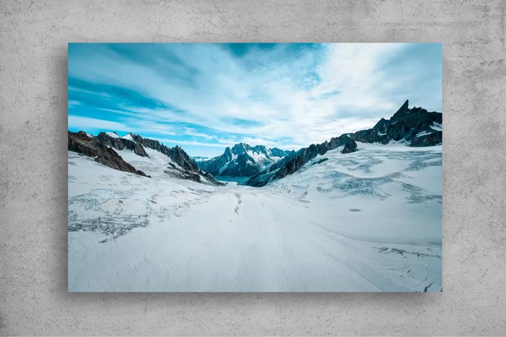 Tapet Premium Canvas - Muntele acoperit de zapada sub cerul albastru