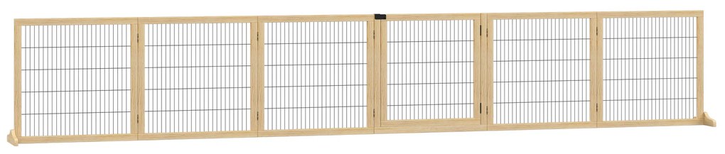 PawHut Barieră pentru animale de companie din lemn de pin, pliabilă 432 x 36 x 70 cm, natural | Aosom Romania