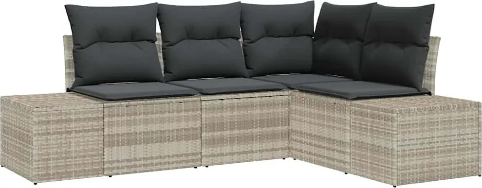 vidaXL Set de canapele pentru grădină 4 pcs Gri deschis poliratan