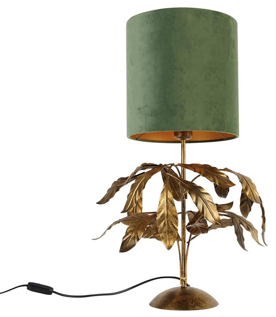 Lampa de masa vintage auriu antic cu nuanta verde - Linden