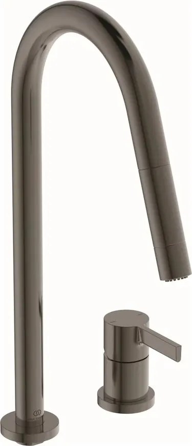 Baterie bucatarie cu dus extactibil Ideal Standard Gusto 242 gri Magnetic Grey 2 tipuri de jet