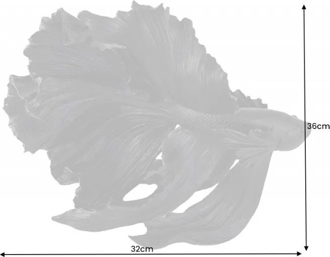 Statueta decorativa extravaganta Fisch Crowntail 35cm, negru