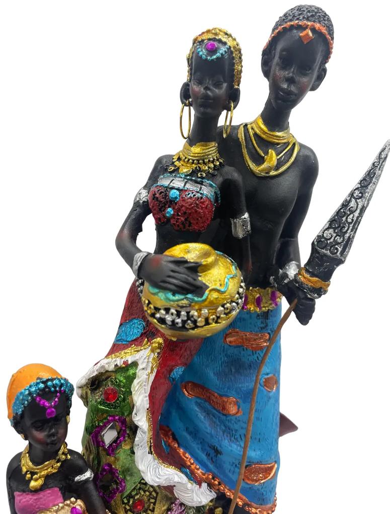 Statueta cuplu cu copil, AFRICANS, 28cm