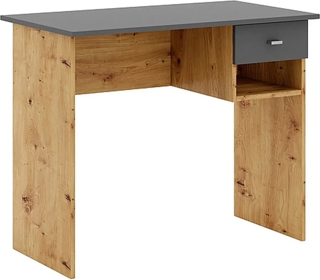 Birou B-011, stejar/gri antracit, PAL laminat, 90x50x74 cm