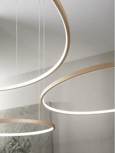 Ondaluce - Lustră LED reglabilă suspendată pe cablu SOEL LED/28W/230V Ø 60 cm auriu