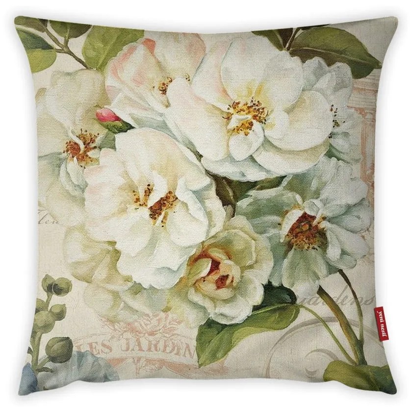 Față de pernă cu amestec din bumbac Vitaus Pure Flower, 43 x 43 cm