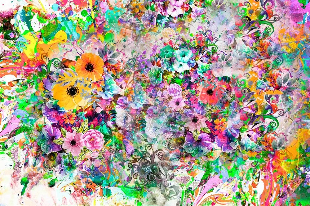 Tapet flori viu colorate