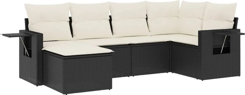 vidaXL Set mobilier de grădină cu perne, 6 piese, negru, poliratan
