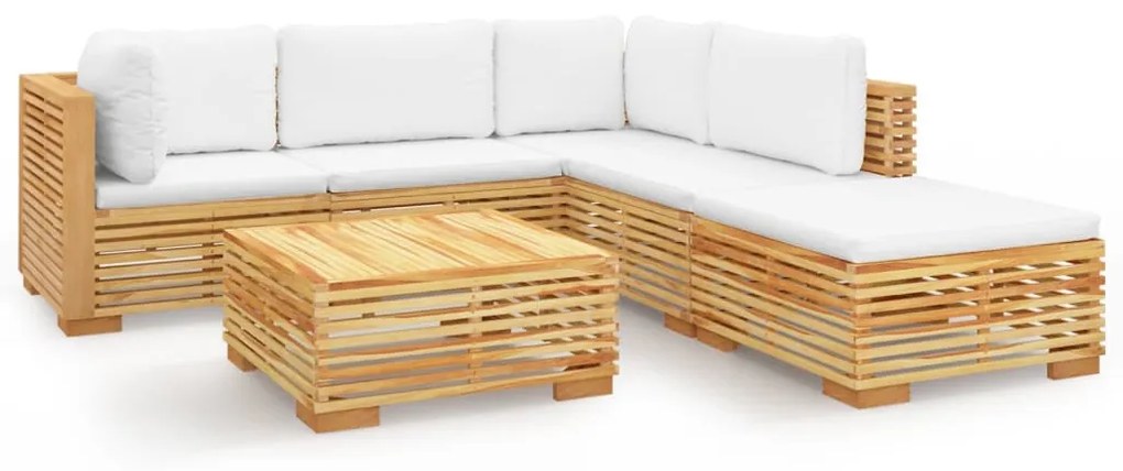 3100859 vidaXL Set mobilier grădină cu perne, 6 piese, lemn masiv de tec