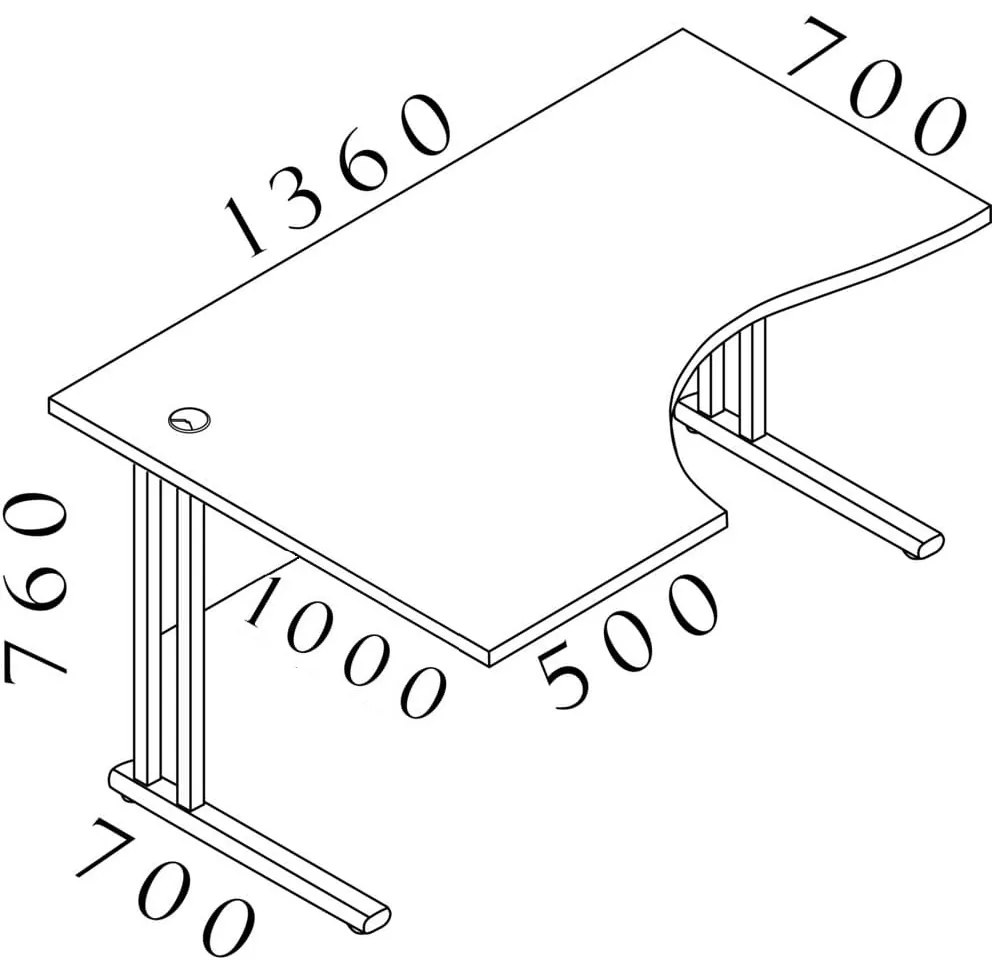 Masa coltar Visio LUX 136 x 100 cm, stanga, nuc
