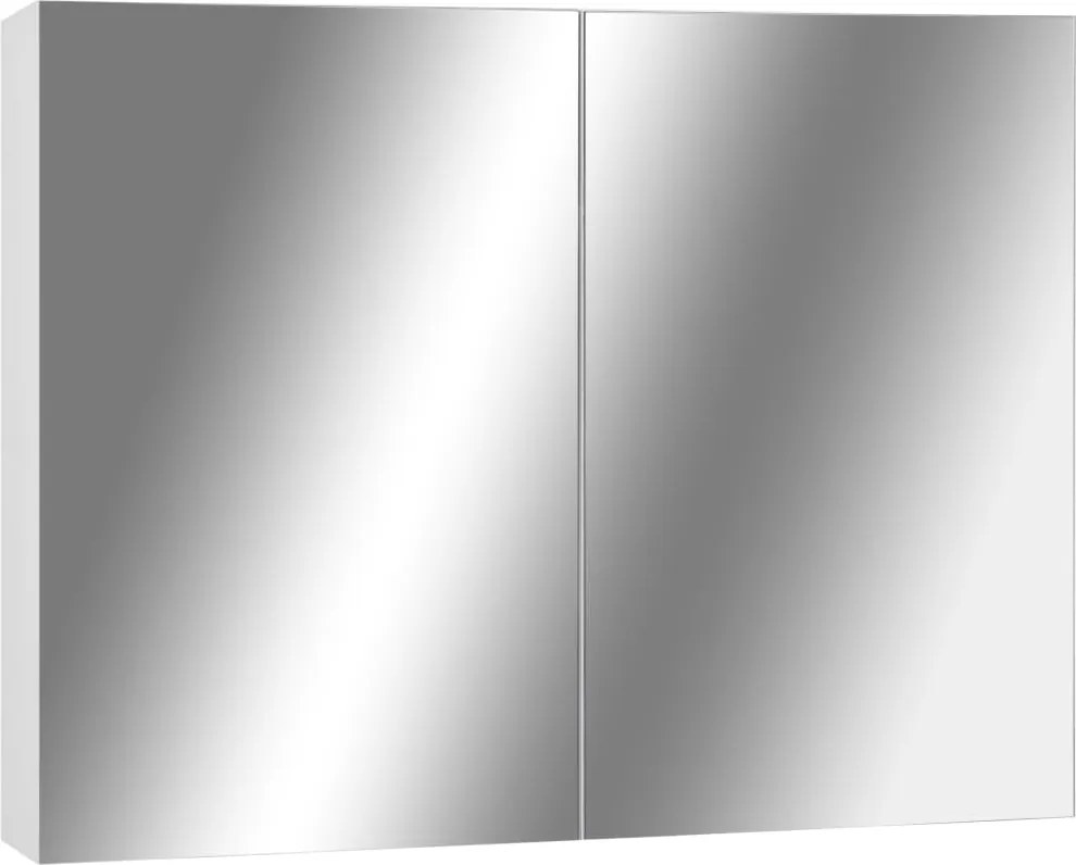 vidaXL Dulap de baie cu oglindă, alb, 80x15x60 cm, MDF