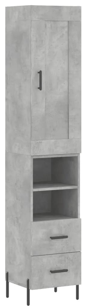 3200269 vidaXL Dulap înalt, gri beton, 34,5x34x180 cm, lemn prelucrat