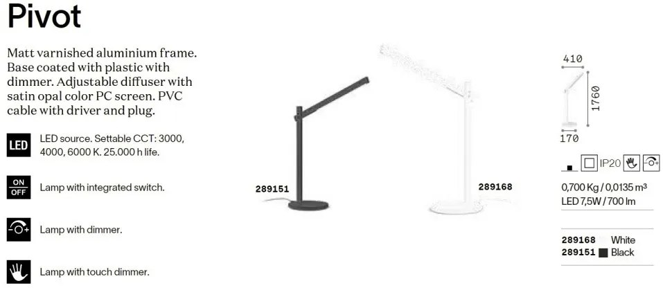 Veioza/Lampa de masa LED Pivot tl negru