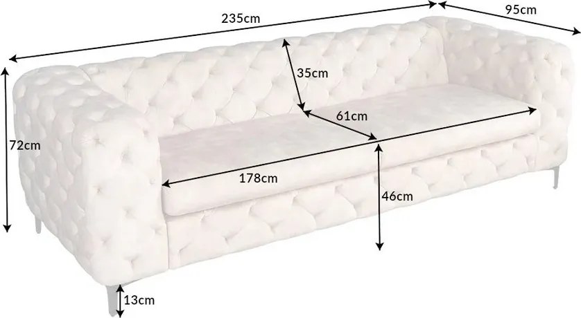 Canapea design Chesterfield, Catifea, Champagner, MODERN BAROCK