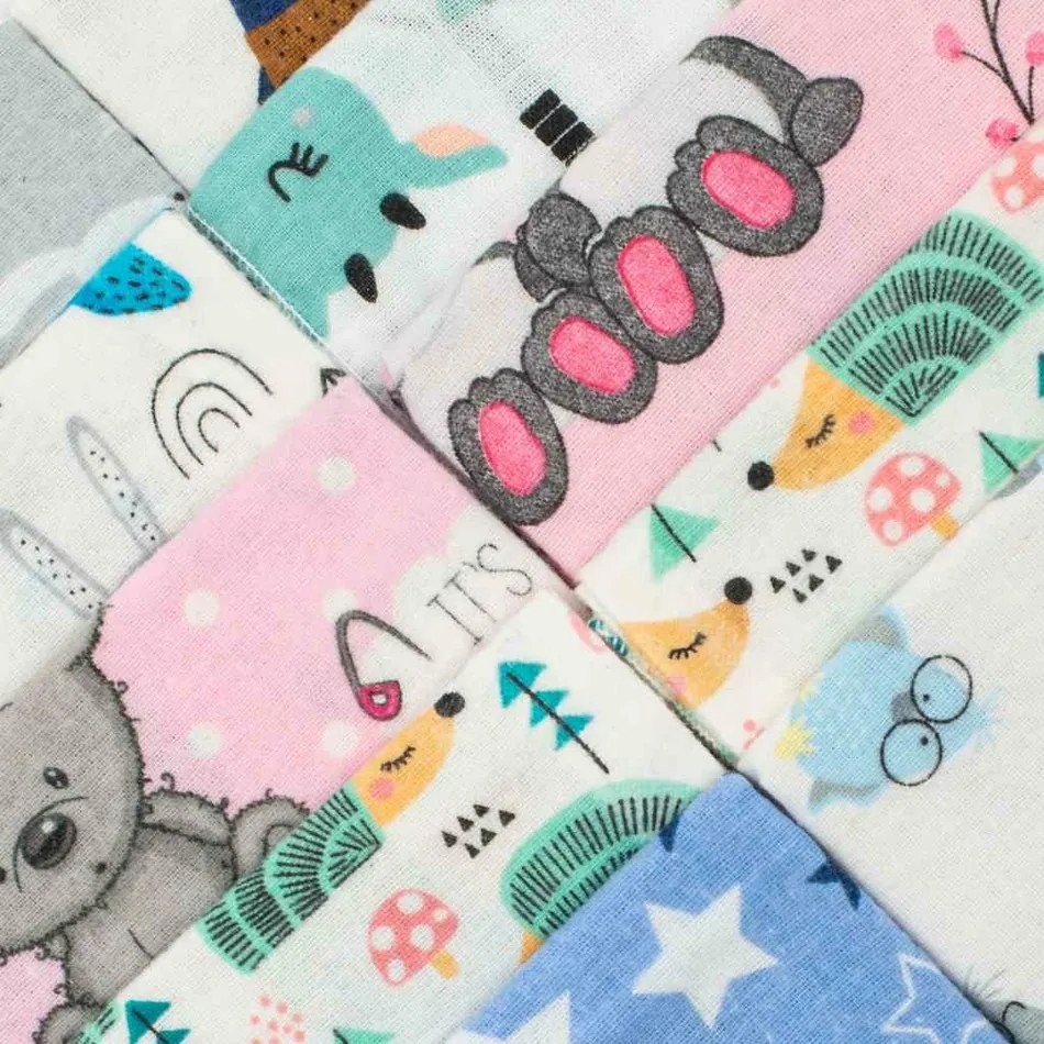New Baby Scutece din flanel cu imprimeu Standard, 70 x 80 cm, set 10 buc.