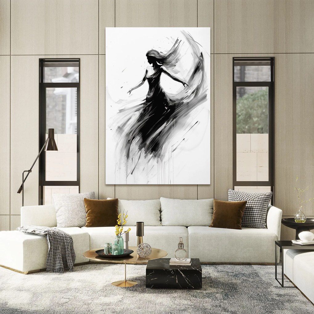 Tablou Canvas, 80x120cm, Dormitor si Living, Femei, Siluete, Dancing Woman Drawn