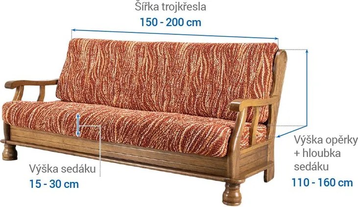 Gaico Huse bielastice UNIVERSO NOU dungi cărămizii 3fotoliu cu manere de lemn (l. 150 - 200 cm)