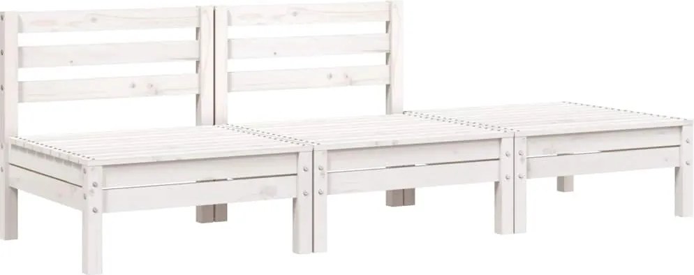 vidaXL Canapea de grădină cu 3 locuri, alb, lemn masiv de pin