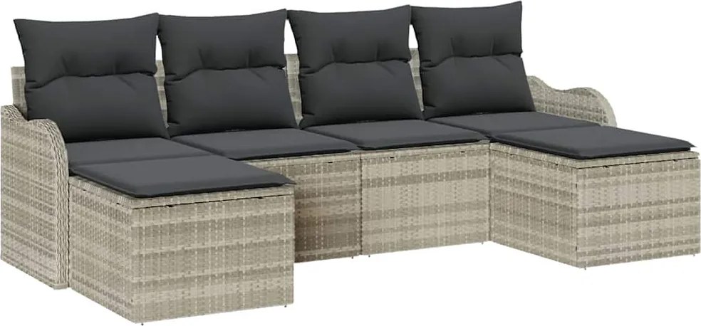 vidaXL Set de canapele pentru grădină 6 pcs Gri deschis Rattan poli