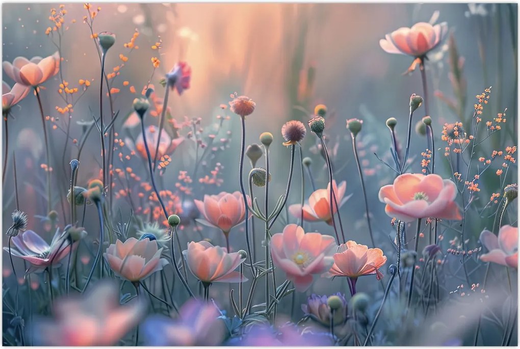 Tablou - Flori în culori pastelate (90x60 cm)