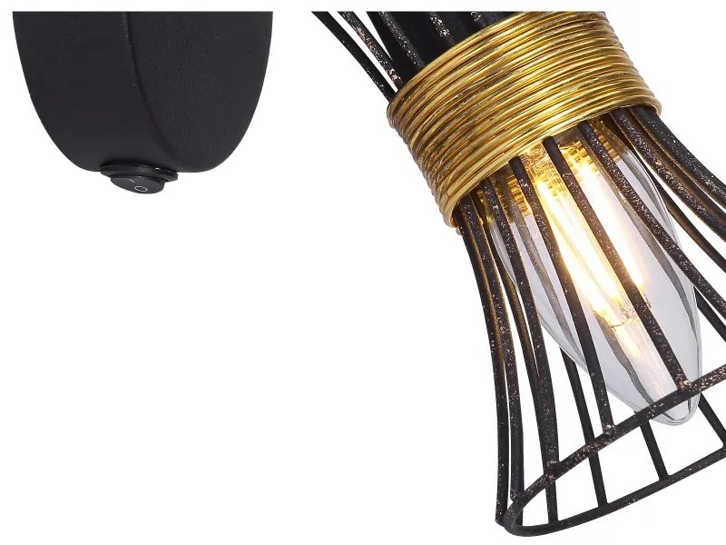 Aplica de perete metalica negru-aurie PURRA 54814-1 GL