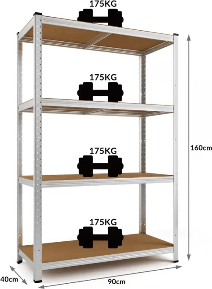 Raft cu capacitate mare HEAVY, max. 700 kg, 90x40x160cm, argintiu Monzana