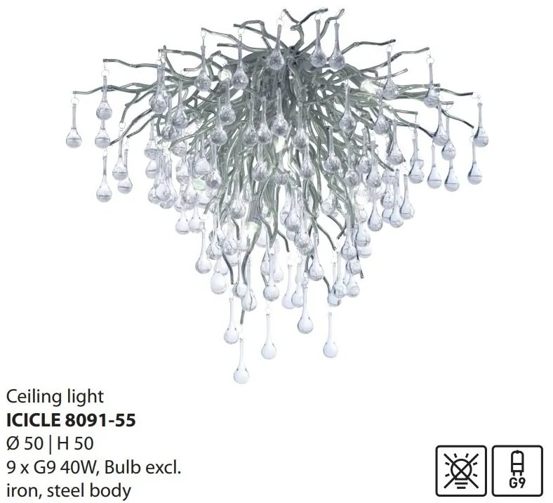 Lustra aplicata design magnific ICICLE crom, 50cm