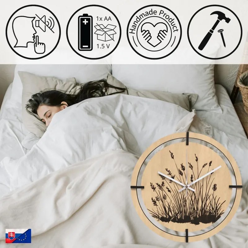 SENTOP | Ceas din lemn cu motiv floral | MARIN