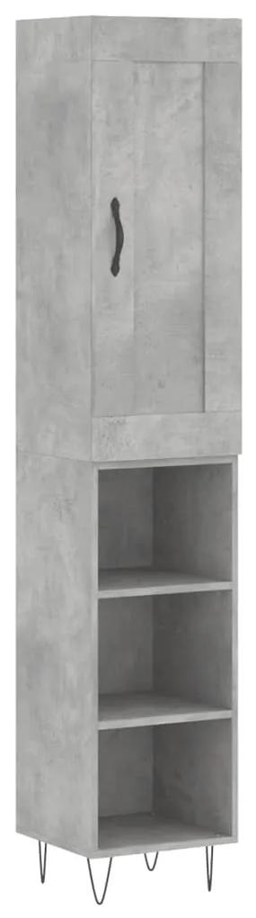 3200357 vidaXL Dulap înalt, gri beton, 34,5x34x180 cm, lemn prelucrat