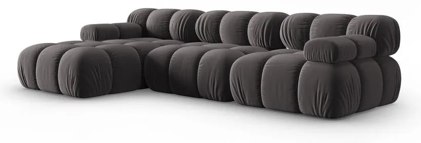 Canapea gri închis cu tapițerie din catifea 285 cm Bellis – Micadoni Home