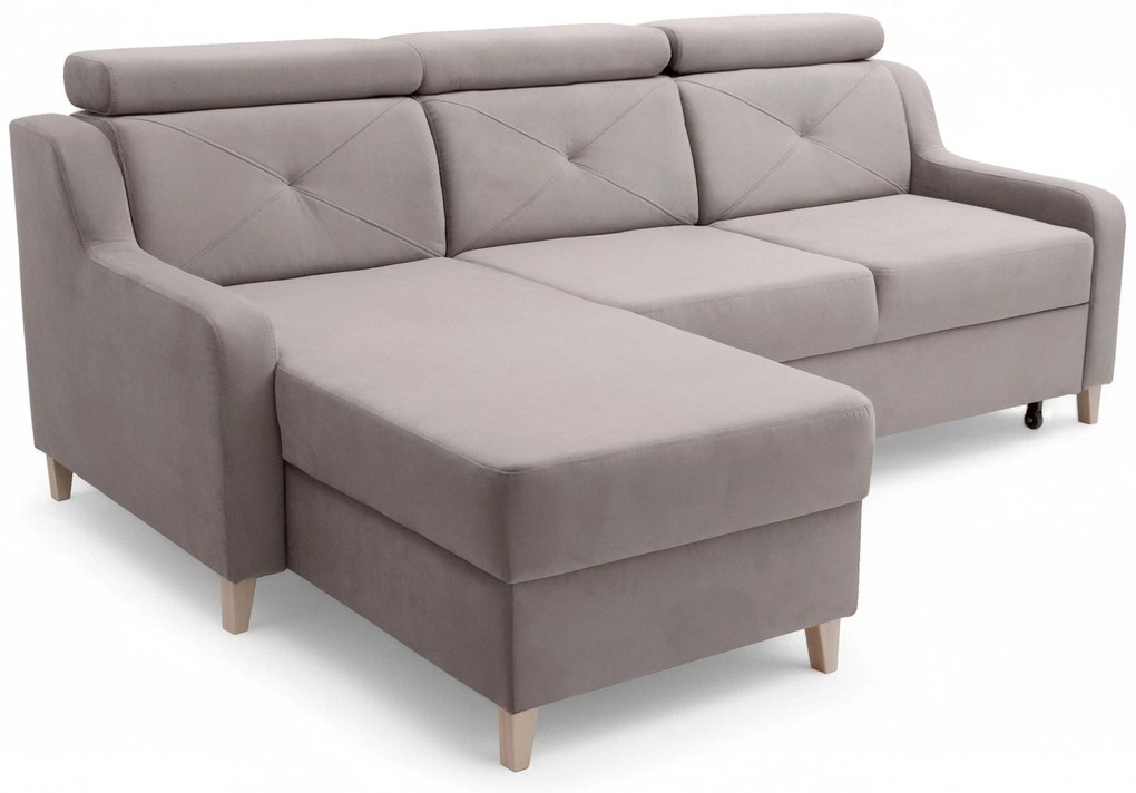 Colțar extensibil Laksaro pe stânga - catifea bej închis Jasmine 25