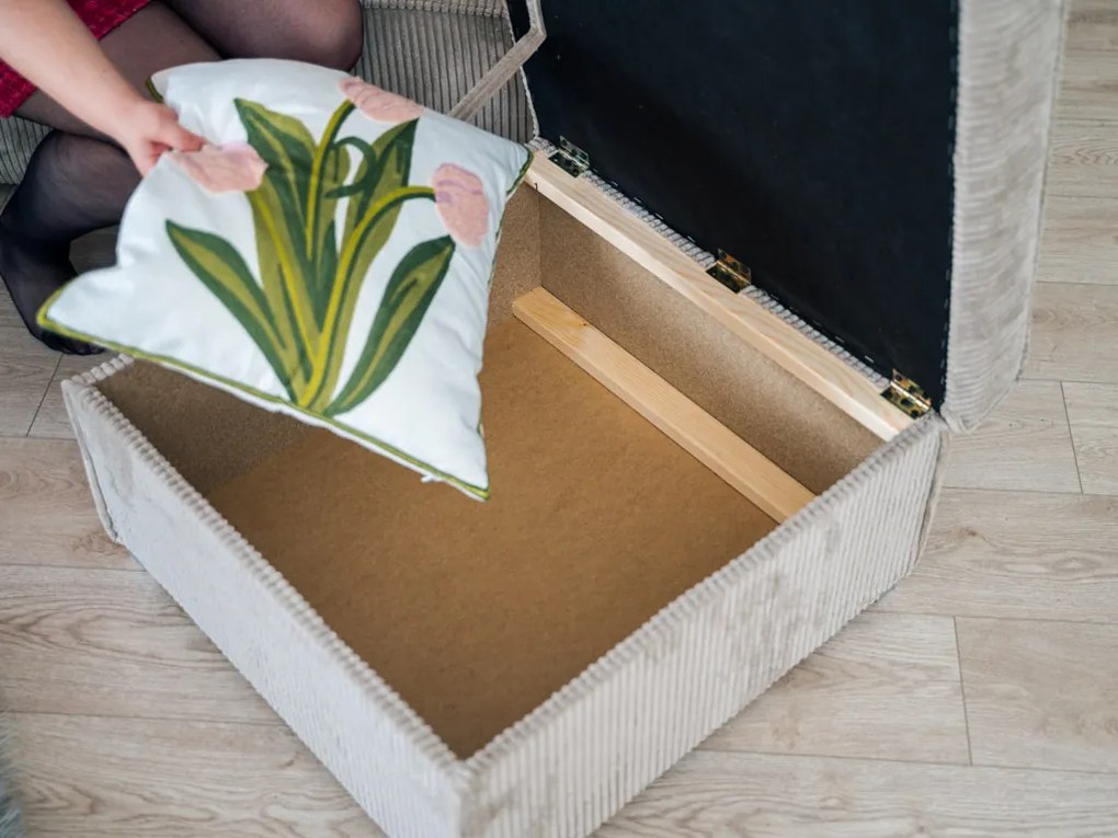 OFERTA Taburet crema SMART COSARO cu spatiu de depozitare 65x65 cm II. calitate