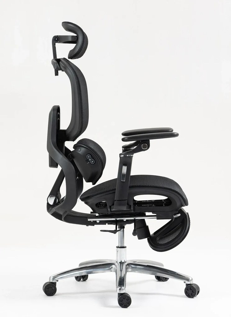 RESIGILAT- VIGOCHAIR ULTRA PRO ROLLER Scaun ergonomic, spatar reglare verticala, suport lombar cu masaj si incalzire, sezut translatie, cotiere 6D, suport picioare, Full Mesh, Negru