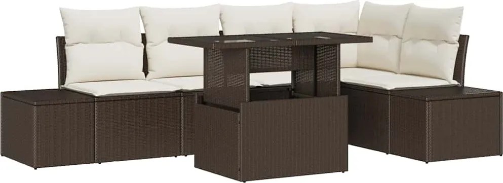 vidaXL Set de canapele pentru grădină 6 pcs Maro Rattan poli