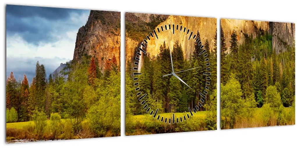 Tablou - Stânci lăngă lac (cu ceas) (90x30 cm)