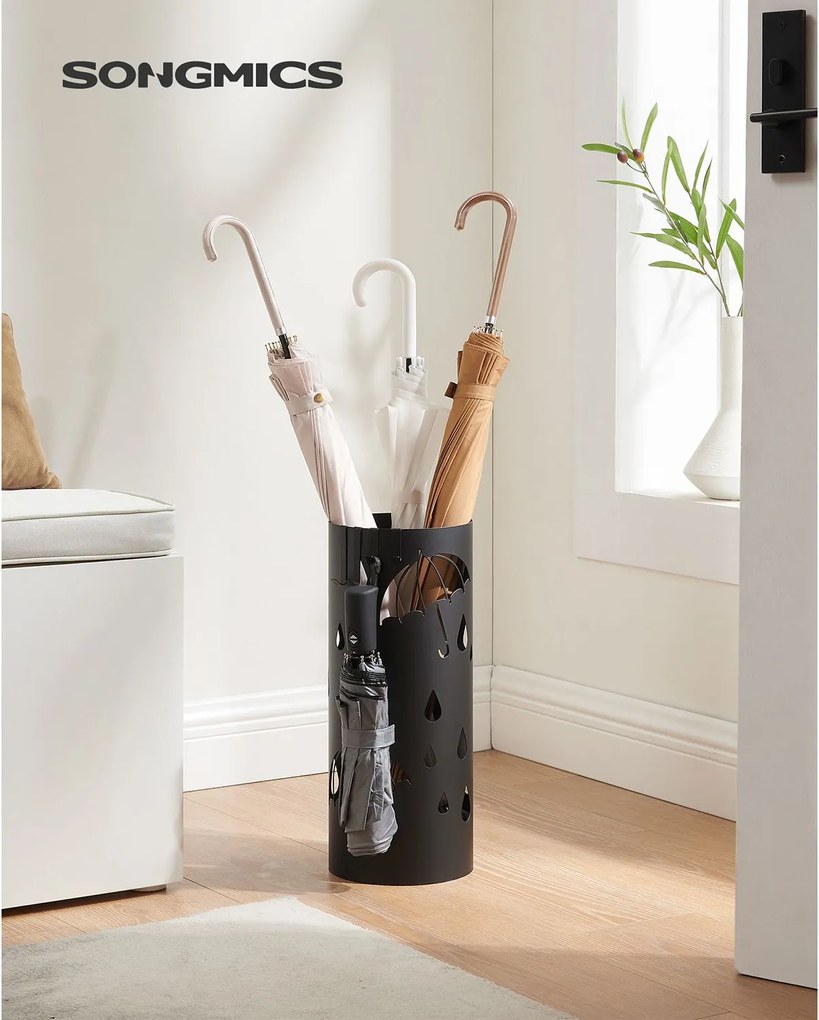 Suport metalic pentru umbrele ANABEL, 17x41 cm, negru SongmicsHome