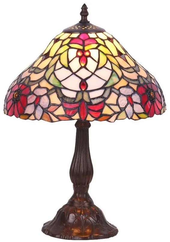 Veioza, lampa de masa, H-46,5cm, diam.30cm, sticla Tiffany, Mirella 8090RX
