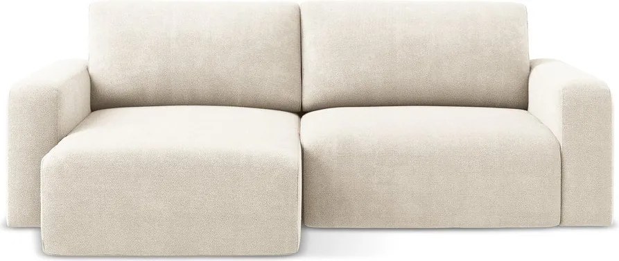 Colțar crem extensibil/cu spațiu de depozitare cu tapițerie din chenille (cu colț pe partea stângă/cu șezlong) Kona – Makamii