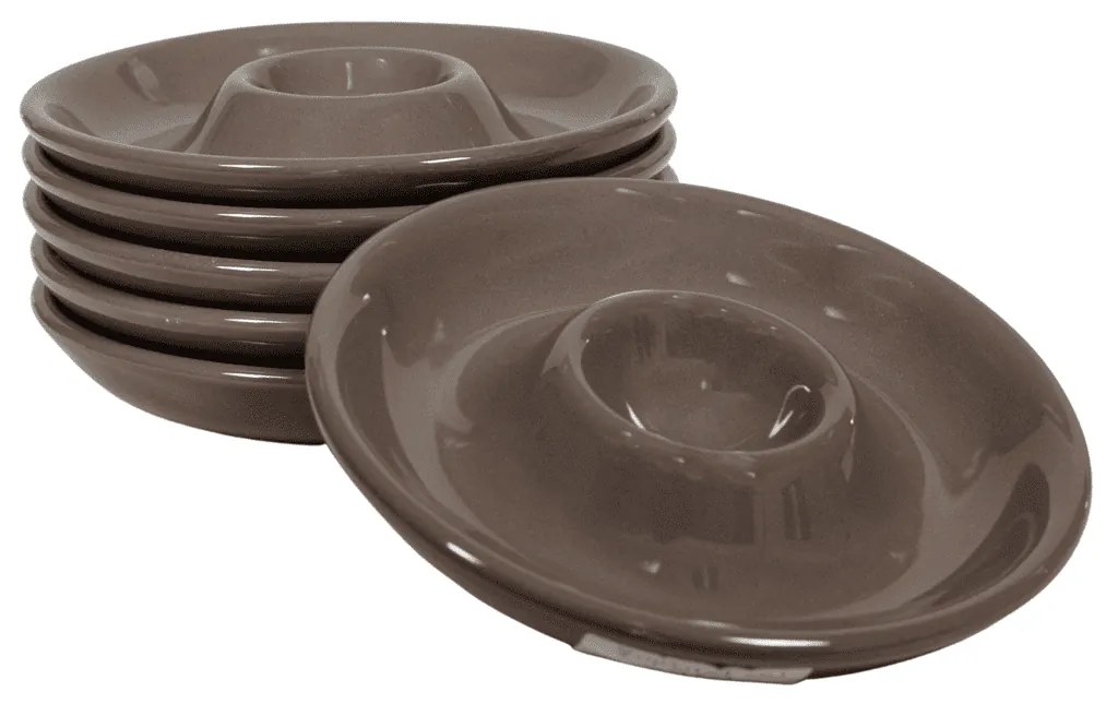 Set 6 suporturi de ou model farfurie, Ø 12 cm, Maro Cafeniu