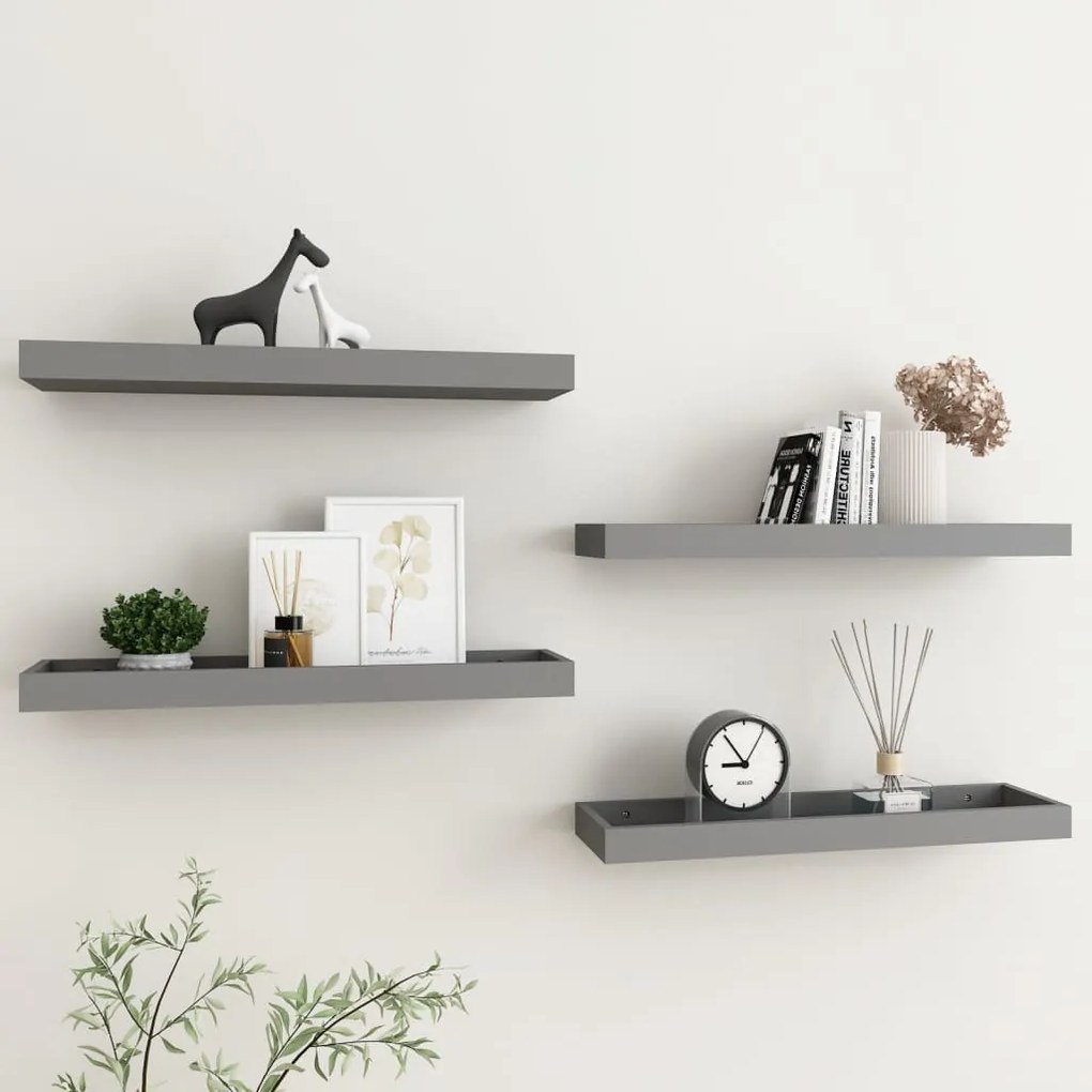330218 vidaXL Rafturi de perete Loggia, 4 buc., gri, 60x15x4 cm, MDF
