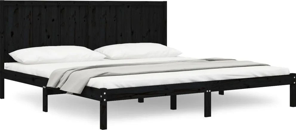 vidaXL Cadru de pat, negru, 200x200 cm, lemn masiv de pin