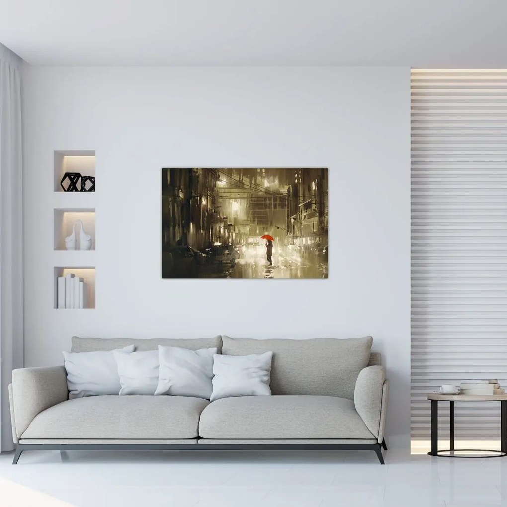 Tablou - Femeie într-o noapte ploioasă (90x60 cm)