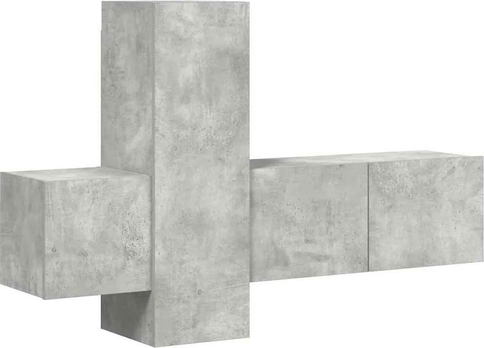 vidaXL Set de dulapuri TV, 3 buc., gri beton, lemn prelucrat