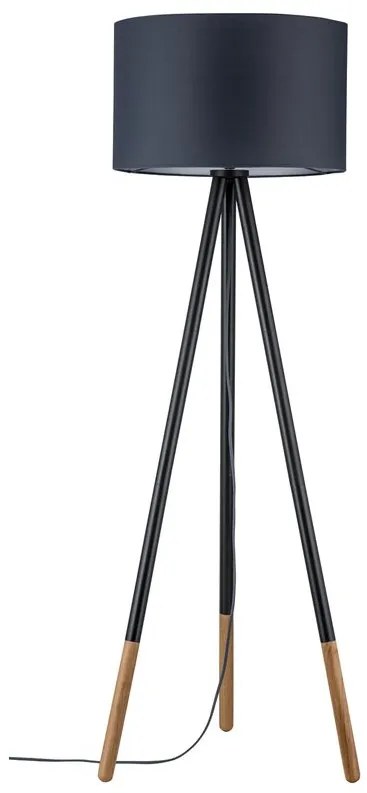 Lampadar Leopold, lemn masiv/metal, gri/maro, 153 x 53,8 x 53,8 cm