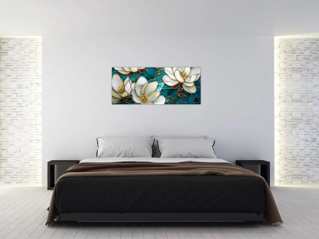 Tablou - Vitraliu cu magnolie (120x50 cm)