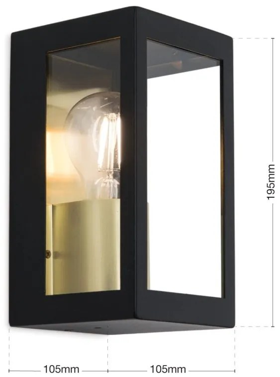 Aplica de exterior stil contemporan IP44 LUMINA negru/alama