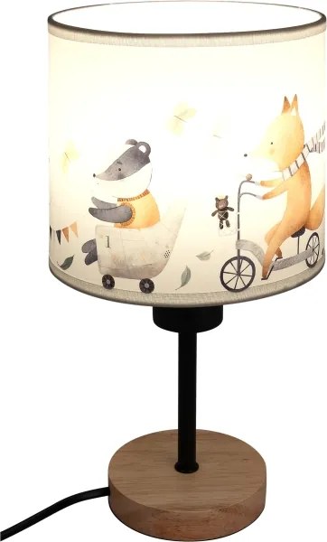 Brilagi - Lampă de masă BOBO WOOD 1xE27/25W/230V stejar/negru/alb/animaluțe