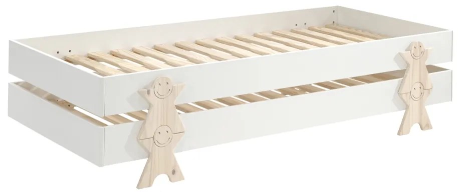 Set MODULO format din 2 Pat copii MODULO (90 x 200 cm) cu picioare Pat copii în formă de zâmbet.